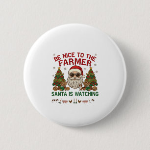 Chapa Redonda De 5 Cm Sé Amable Granjero Santa Navidad Animales de Granj