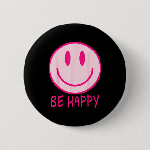 Chapa Redonda De 5 Cm Sé feliz años 70 80 sonrisa rosa cara feliz sonrie