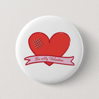 Chapa Redonda De 5 Cm Sé mi San Valentín con corazón rojo