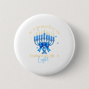 Chapa Redonda De 5 Cm Sé una luz Feliz Hanukkah Menorá Regalo judío _5