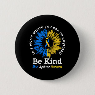 Chapa Redonda De 5 Cm Sea Kind Down Syndrome Awareness Ribbon Sunflower