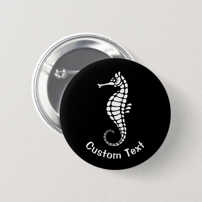 Chapa Redonda De 5 Cm Seahorse White (Anverso y reverso)