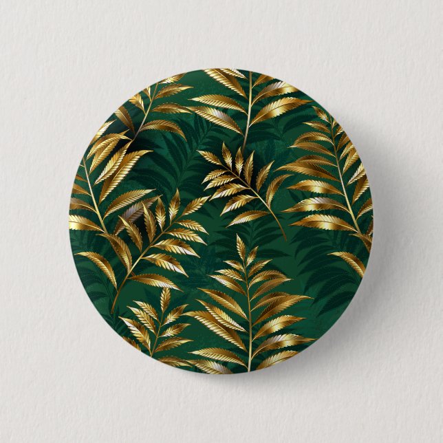 Chapa Redonda De 5 Cm Seamless pattern with golden ferns (Anverso)