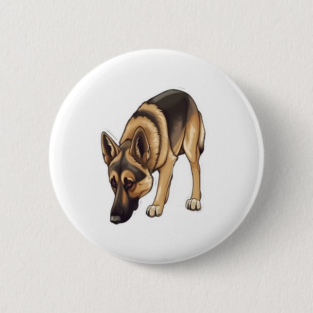 Chapa Redonda De 5 Cm Seguimiento de Pastor Alemán (Anverso)