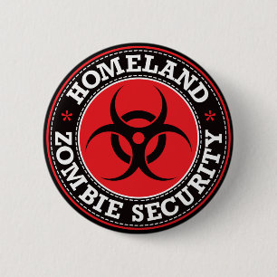 Chapa Redonda De 5 Cm Seguridad del zombi de la patria - B rojo