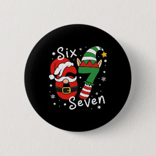 Chapa Redonda De 5 Cm Seis Siete 67 Meme 6 7 Elfo Santa Navidad Pijama 