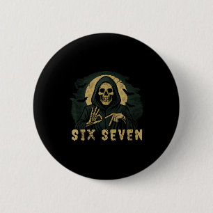 Chapa Redonda De 5 Cm Seis Siete 67 Parca Halloween Esqueleto Mano S