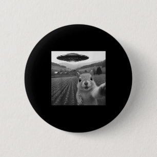 Chapa Redonda De 5 Cm Selfie de ardilla con Alien Ufo Gracioso para homb