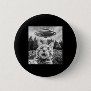 Chapa Redonda De 5 Cm Selfie De Gato Con Alien Ufo Gracioso Gato Para Ho