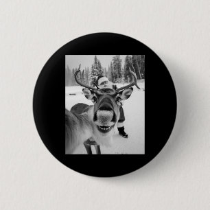 Chapa Redonda De 5 Cm Selfie Navidades de renos Fiesta Selfie Funny Rein