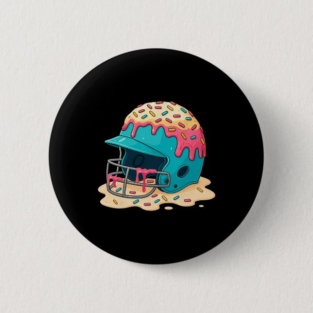 Chapa Redonda De 5 Cm Sell Catcher Helmet With Face Mask Ice-cream Dripp (Anverso)