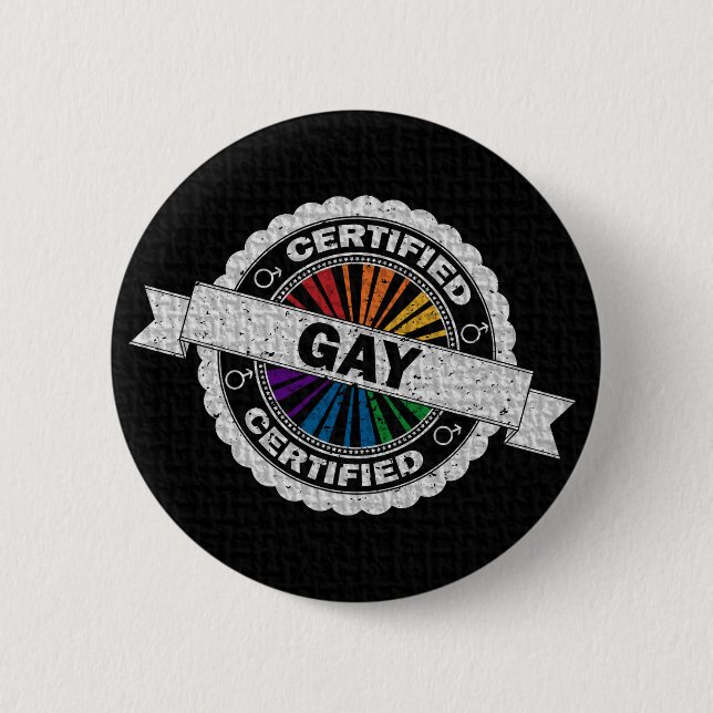 Chapa Redonda De 5 Cm Sello de aprobación del orgullo gay certificado (Anverso)