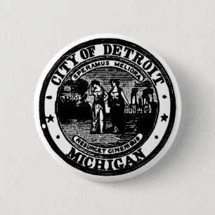 Chapa Redonda De 5 Cm Sello de Detroit