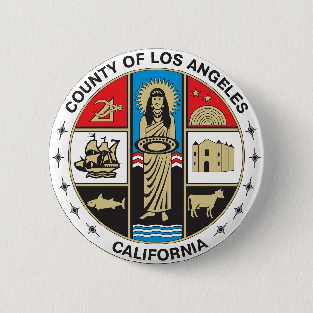 Chapa Redonda De 5 Cm Sello del condado de Los Ángeles (Anverso)