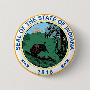 Chapa Redonda De 5 Cm Sello del estado de Indiana
