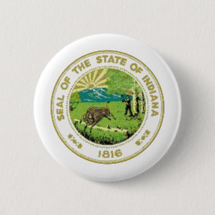 Chapa Redonda De 5 Cm Sello del estado de Indiana