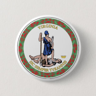 Chapa Redonda De 5 Cm Sello del estado de Virginia
