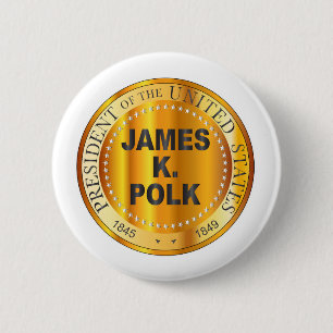 Chapa Redonda De 5 Cm Sello Metalizado de oro de James K Polk