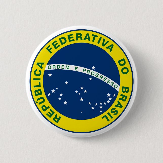 Chapa Redonda De 5 Cm Sello nacional de Brasil (Anverso)