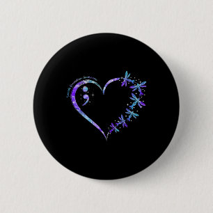 Chapa Redonda De 5 Cm Semicolón cardíaco de la semana de concientización
