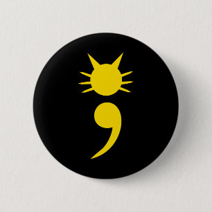 Chapa Redonda De 5 Cm Semicolón para gatos curados mayo Conciencia sobre