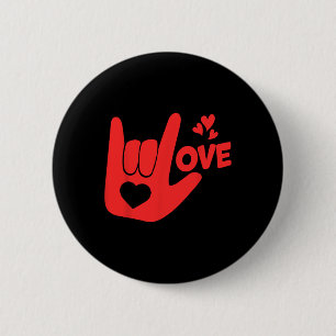 Chapa Redonda De 5 Cm Señal de Mano 'Te Amo' Asl Día de San Valentín Div