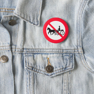 Chapa Redonda De 5 Cm Señal de Prohibido Vehículos Tirados por Caballos