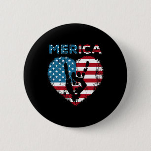 Chapa Redonda De 5 Cm Señal de roca de Merica 4 de julio bandera america