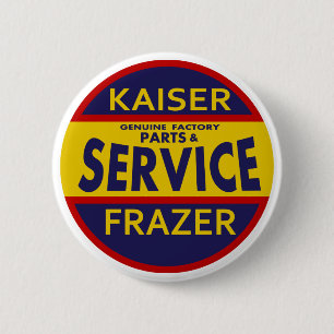 Chapa Redonda De 5 Cm Señal de servicio Vintage Kaiser Frazer rojo/azul