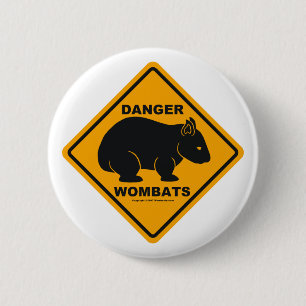 Chapa Redonda De 5 Cm Señal de tráfico del peligro de Wombat
