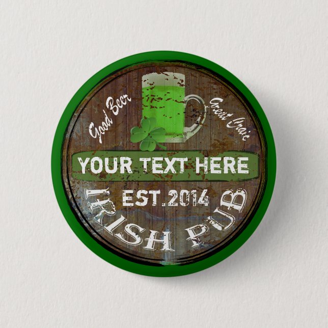 Chapa Redonda De 5 Cm Señal personalizada de pub irlandés (Anverso)