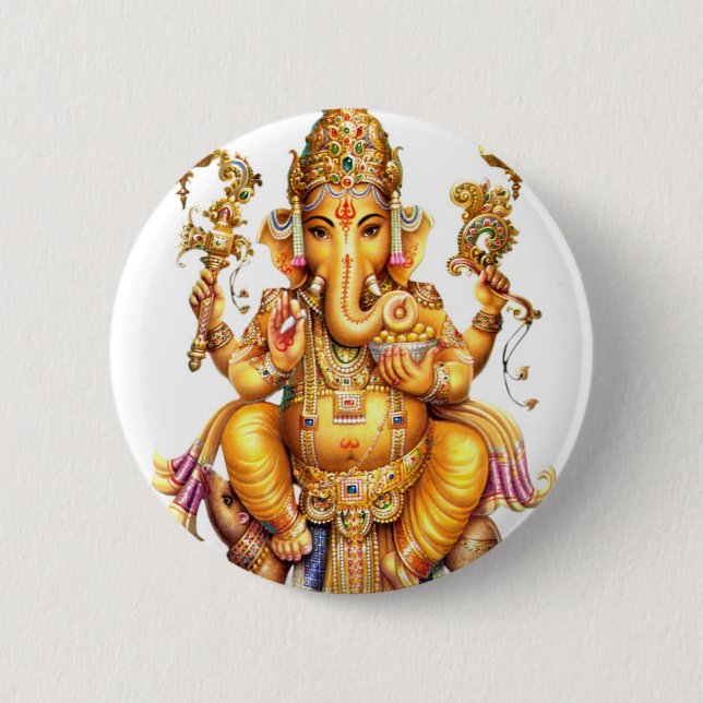 CHAPA REDONDA DE 5 CM SEÑOR GANESH HINDU GOD (Anverso)