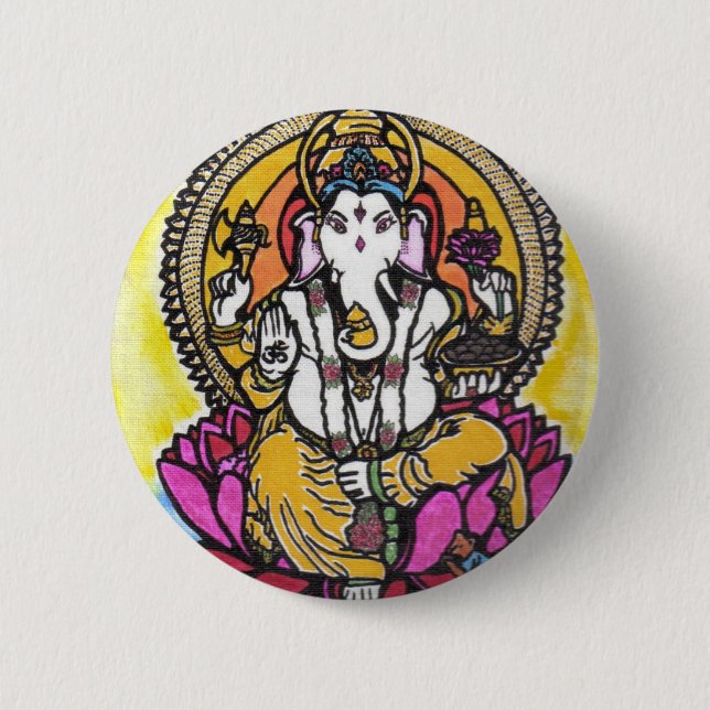 Chapa Redonda De 5 Cm Señor Ganesha (Anverso)