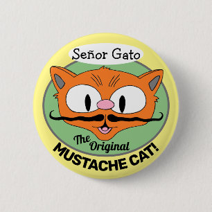 Chapa Redonda De 5 Cm ¡Señor Gato el gato de dibujos animados con bigote
