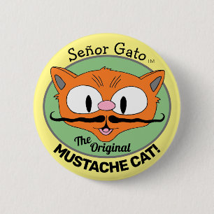 Chapa Redonda De 5 Cm ¡Señor Gato el gato de dibujos animados con bigote