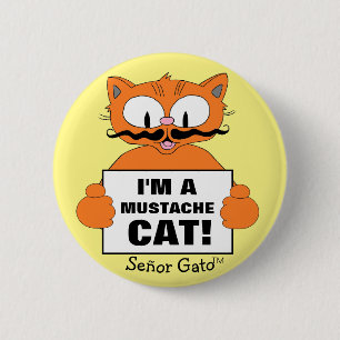 Chapa Redonda De 5 Cm Señor Gato ¡Soy un gato con bigote! Lindo gato de 