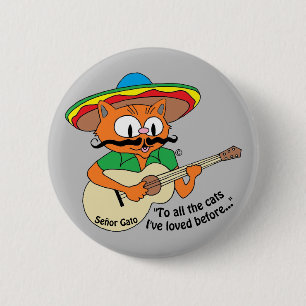 Chapa Redonda De 5 Cm Señor Gato Tocando Guitarra Cantando Gato