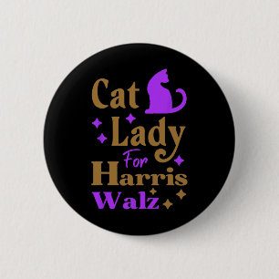 Chapa Redonda De 5 Cm Señora De Gato Sin Hijos Para Kamala Harris Tim Wh
