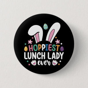 Chapa Redonda De 5 Cm Señora del almuerzo más feliz de la escuela Huevos