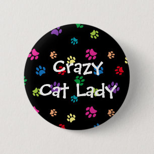 Chapa Redonda De 5 Cm Señora Gatos Locos Patas Pintadas Arcoíris