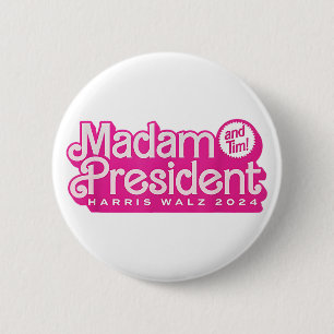 Chapa Redonda De 5 Cm Señora Presidenta   Harris Walz