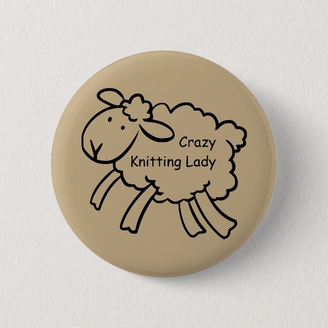 Chapa Redonda De 5 Cm Señora que hace punto loca Badge (Anverso)