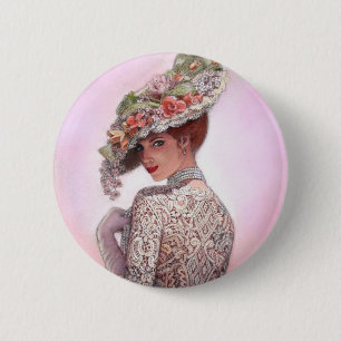 Chapa Redonda De 5 Cm Señora tímida "Betty Lu " del Victorian