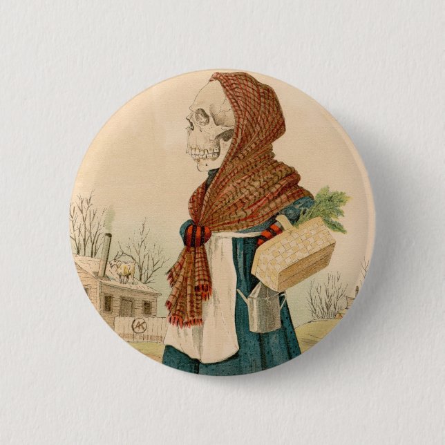 Chapa Redonda De 5 Cm Señora vegetal esquelética (Anverso)