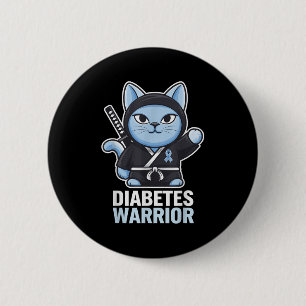 Chapa Redonda De 5 Cm Sensibilización sobre la diabetes Cinta azul Ninja