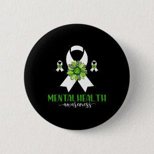 Chapa Redonda De 5 Cm Sensibilización sobre la salud mental Cinta Verde