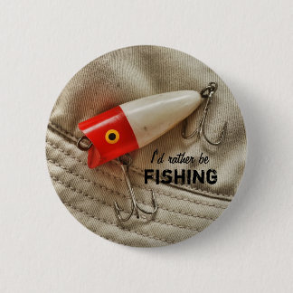 Chapa Redonda De 5 Cm Señuelo rojo y blanco de la pesca que estaría