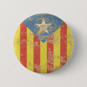 Chapa Redonda De 5 Cm Senyera Estelada Blava Antiga