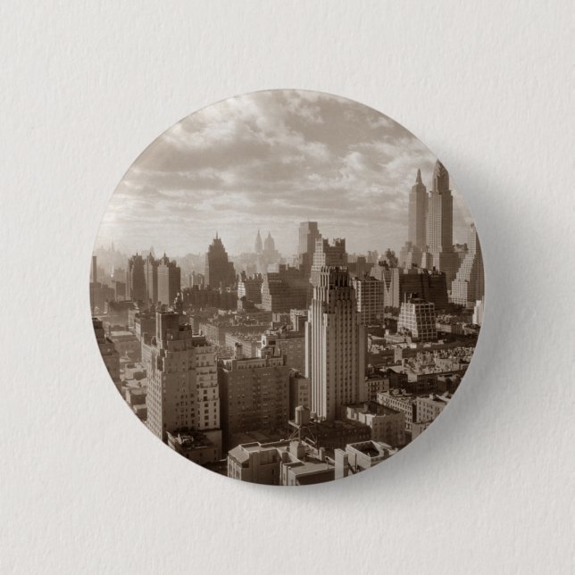 Chapa Redonda De 5 Cm Sepia Nueva York (Anverso)