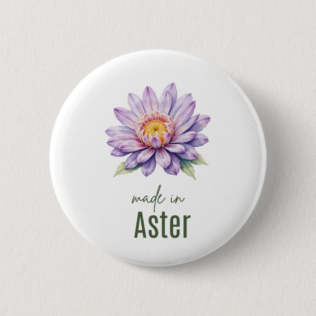 Chapa Redonda De 5 Cm September Aster  Birth Flower Flat Thank You  (Anverso)